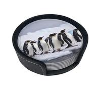 Juego de 6 posavasos de piel con diseño de pingüinos de la Antártida, para tazas, cocina, bar, decoración del hogar, regalo de inauguración de la casa