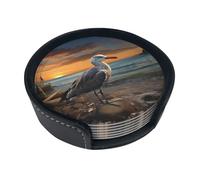 Juego de 6 posavasos de piel con gaviota para bebidas, posavasos para tazas, cocina, bar, decoración del hogar, regalo de inauguración de la casa