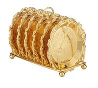 Juego de 6 posavasos dorados con soporte redondo para contener bebidas en mesas de café, escritorios, comedor, cocina, oficina, fiesta, boda, vino, whisky, agua, zumo, latas, café expreso