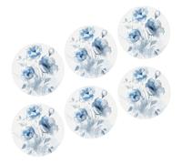 Juego de 6 posavasos florales azules, acuarelas, abstractas, artísticas, hojas de flores, líneas pintadas a mano, decoración de cuero azul oscuro, absorbentes de agua, para habitación, mesa de té