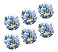 Juego de 6 posavasos florales azules con hojas botánicas artísticas y estéticas, flores abstractas, bonitos, de piel, azul, verde, para proteger muebles, decoración del hogar, sala de estar, mesa de