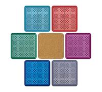 Juego de 6 Posavasos Premium Design para Copas, Tazas o Velas en su Mesa con Base de Corcho. Cuadrado de 10 cm. Edición (Panot)