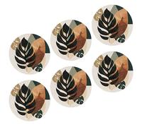 Juego de 6 posavasos tropicales con diseño de hojas artísticas, plantas botánicas, de piel verde y marrón, absorbentes de agua, protegen muebles, mesa de centro, comedor, apartamento, a prueba de agua