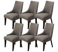 Juego de 6 Protectores Elásticos para Sillones Modernos con Respaldo Alto Lavables para Cuatro Estaciones (Gris Y Marrón)