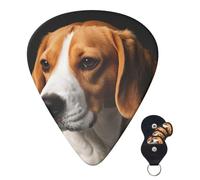 Juego de 6 púas de guitarra con bolsa de almacenamiento, diseño de perros Beagle, púas de guitarra para bajo eléctrico acústico, 0,46 mm/0,71 mm/0,96 mm, púas de guitarra finas, medianas y pesadas