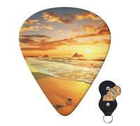 Juego de 6 púas de guitarra con bolsa de almacenamiento Golden Sunset Beach Guitarra Guitarra Guitarra para Guitarra Acústica Eléctrica Bajo 0.46mm/0.71mm/0.96mm Púas de Guitarra Delgadas, Medianas