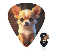 Juego de 6 púas de guitarra con bolsa de almacenamiento, lindas púas de guitarra chihuahua para bajo eléctrico acústico, 0,46 mm/0,71 mm/0,96 mm, púas de guitarra finas, medianas y pesadas para