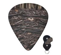 Juego de 6 púas de guitarra con bolsa de almacenamiento, púas de guitarra con escena del bosque para bajo eléctrico acústico, 0,46 mm/0,71 mm/0,96 mm, púas de guitarra finas, medianas y pesadas para