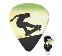 Juego de 6 púas de guitarra con bolsa de almacenamiento, púas de guitarra para guitarra acústica y eléctrica de 0,46 mm/0,71 mm/0,96 mm, púas de guitarra finas, medianas y pesadas para principiantes y
