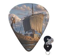 Juego de 6 púas de guitarra con bolsa de almacenamiento, púas de guitarra vikinga vikinga para bajo eléctrico acústico de 0,46 mm/0,71 mm/0,96 mm, púas de guitarra finas, medianas y pesadas para