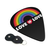 Juego de 6 púas de guitarra con diseño de arcoíris "Love Is Love LGBT Gay Pride" con estuche de almacenamiento. Aptas para guitarras eléctricas y acústicas de 0,96 mm.