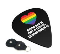 Juego de 6 púas de guitarra con diseño de corazón de amor arcoíris LGBT Gay Pride con estuche de almacenamiento. Aptas para guitarras eléctricas y acústicas de 0,96 mm.