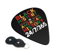 Juego de 6 púas de guitarra con estuche de almacenamiento, aptas para guitarras eléctricas y acústicas de 0,46 mm, con la frase "Black History is American History".
