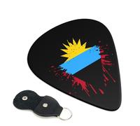 Juego de 6 púas de guitarra con la bandera de Antigua y Barbuda, con estuche de almacenamiento. Aptas para guitarras eléctricas y acústicas de 0,96 mm.