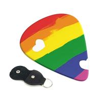 Juego de 6 púas de guitarra LGBT Gay Pride Rainbow Love Heart con estuche de almacenamiento. Aptas para guitarras eléctricas y acústicas de 0,96 mm.