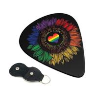 Juego de 6 púas de guitarra LGBT Gay Pride Sunflower Rainbow Love con estuche de almacenamiento. Aptas para guitarras eléctricas y acústicas de 0,96 mm.