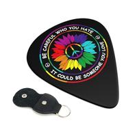 Juego de 6 púas de guitarra LGBT Pride Rainbow Sunflower Gay con estuche de almacenamiento. Aptas para guitarras eléctricas y acústicas de 0,46 mm.