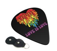 Juego de 6 púas de guitarra Love Is Love LGBT Gay Pride Rainbow Heart con estuche de almacenamiento. Aptas para guitarras eléctricas y acústicas de 0,46 mm.