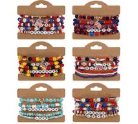 Juego de 6 pulseras de cuentas con la bandera de la Copa del Mundo 2026, para fanáticos de Rusia, Estados Unidos, Reino Unido, Alemania, Argentina, Francia, regalo para aficionados al fútbol