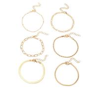 Juego de 6 pulseras para mujer, cadena multicapa, combinación de moda, elegantes dijes Dz7419, talla única, Zinc, No es una piedra preciosa