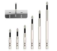 Juego de 6 Puntas Atornillador Imantadas, Juego de Puntas Magnético para Atornillador de 50 65 75 100 120 150mm, Puntas Destornillador Antideslizantes en Forma de Cruz para Taladros Eléctricos