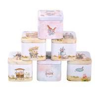 Juego de 6 recipientes de metal, 2,95 pulgadas con Lid, Easter Treat Box, Snack Storage Accessory with Bunny Design, Holiday Kitchen Tool for Spring and Birthday