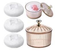 Juego de 6 recipientes de polvo con esponja para mujer, 3.2 pulgadas, reutilizables y lavables, de terciopelo suave con funda acrílica, soplos de purpurina para maquillaje facial y corporal húmedo y