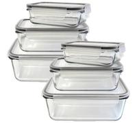 Juego de 6 recipientes de vidrio herméticos apilables para almacenar alimentos con tapas de clip - Ultra resistentes al calor hast