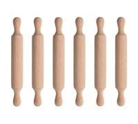 Juego de 6 rodillos de madera para masa de 14 cm, herramienta pequeña de pastelería para niños, para hornear, arcilla y manualidades