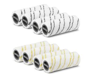 Juego de 6 rodillos de microfibra para limpiador eléctrico de suelos duros Kärcher FC7 FC5 FC3 FC3D EWM2 2.055-007.0/2.055-006.0 (amarillo + gris)