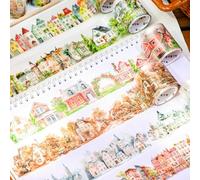 Juego de 6 rollos de pegatinas para álbumes de recortes, pegatinas de PET con temática de ciudad, Ta Merry Scrapbooking Accesorios Pegatinas Set Decoración Estética para Scrapbooking,Bullet Journal