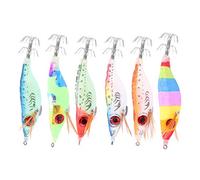 Juego de 6 señuelos Luminosos para camarones, Cebo de camarón Artificial Duro de 10 cm con Ganchos para la Pesca de Calamar Pulpo Sepia