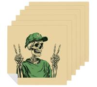 Juego de 6 servilletas cuadradas de tela con diseño de gorra de béisbol verde con signo de la paz, cuadradas, reutilizables, lavables, de poliéster, para cenas y fiestas