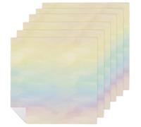 Juego de 6 servilletas cuadradas de tela con fondo de arco iris, de poliéster, reutilizables, lavables, para cenas y fiestas