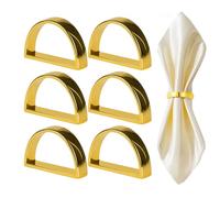 Juego de 6 servilletas redondas de mesa, redondas de toalla doradas de metal, anillo de toalla de media cerradura, elegantes redondas de toalla para fiestas, bodas, cumpleaños, cenas de familia