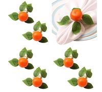 Juego de 6 servilleteros artificiales naranjas hechas a mano, servilleteros de frutas, decoración creativa de mesa para verano, boda, cumpleaños, mesa