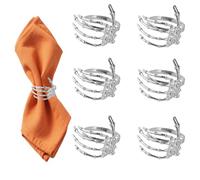 Juego De 6 Servilleteros de Halloween, Exquisito Servilletero De Aleación Aterradora, Creativo Esqueleto De Terror, Anillos De Servilleta Aro para Cortina De Mesa De Fiesta De Halloween