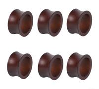 Juego de 6 servilleteros de madera, decoración de mesa rústica natural para cocina, comedor, boda, fiesta, servilleteros de borde liso, 5 x 2,5 cm, marrón