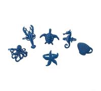 Juego de 6 servilleteros de metal con tema marino que mejoran la estética de tu mesa de comedor para reuniones familiares (azul)