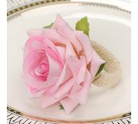 Juego de 6 servilleteros de peonía de seda, elegante decoración de mesa de boda estilo rosa para servilletas de tela, centros de mesa de fiesta, aniversario, Navidad y SPE (A)