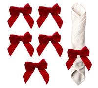 Juego de 6 servilleteros de Terciopelo con Forma de Pajarita, decoración con Lazos Brillantes para Navidad, Bodas, Acción de Gracias y Otras Celebraciones