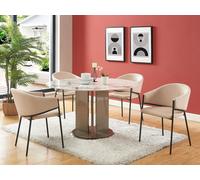 Juego de 6 sillas con brazos de tela y metal - Beige - ORDIDA de Pascal MORABITO