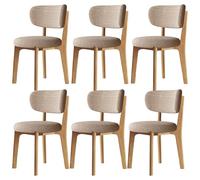 Juego de 6 sillas de comedor caqui con marco de madera maciza, tapizadas de algodón y lino, asientos modernos para sala de estar, cómodos muebles de comedor, decoración elegante para el hogar