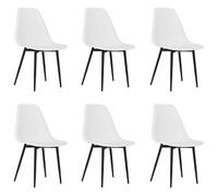 Juego de 6 sillas de comedor, color blanco, modernas sillas de polipropileno para cocina, salón y balcón, ligeras y apilables, ideales para familias y anfitriones