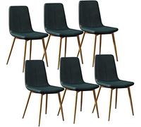 Juego de 6 sillas de comedor de diseño moderno con patas de metal, cómodo asiento y respaldos de piel sintética, ideal para muebles de salón y comedor (verde)