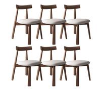 Juego de 6 sillas de comedor de madera con respaldo curvado con cojines de cuero, ideales para cocina, sala de estar y comedor (nogal oscuro y gris claro)