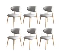 Juego de 6 sillas de comedor de madera con respaldo de piel sintética, alta capacidad de carga, elegantes para restaurante, sala de estar, hotel, dormitorio (negro y gris claro)