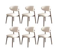 Juego de 6 sillas de comedor de madera con respaldo de piel sintética, alta capacidad de carga, elegantes para restaurante, sala de estar, hotel, dormitorio (negro y gris claro)