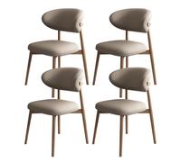 Juego de 6 sillas de comedor de madera con respaldo de piel sintética, alta capacidad de carga, elegantes para restaurante, sala de estar, hotel, dormitorio (negro y gris claro)