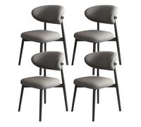 Juego de 6 sillas de comedor de madera con respaldo de piel sintética, alta capacidad de carga, elegantes para restaurante, sala de estar, hotel, dormitorio (negro y gris claro)